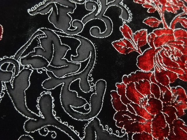  アンティーク　切りビロード花模様ショール